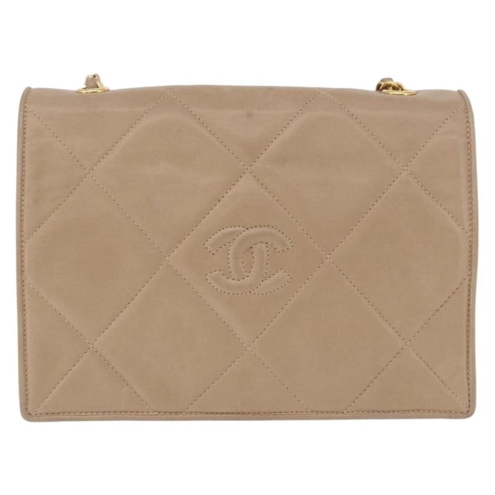 Chanel Matelasse Lambskin Chain Shoulder Bag Beige